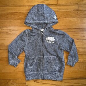 Roots Canada Toddler 4T Gray Full Zip Classic Beaver Logo Hoodie Sweatshirt